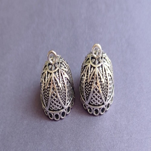Silver oxidised jhumka 10