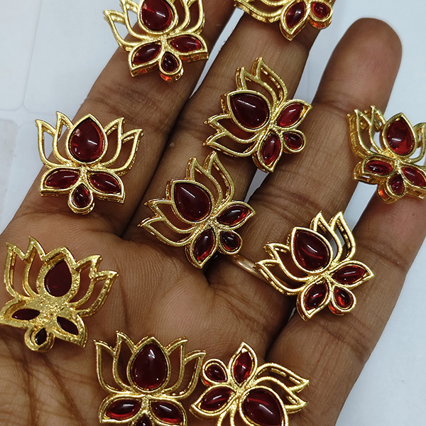 Maroon Lotus Kundan Charm
