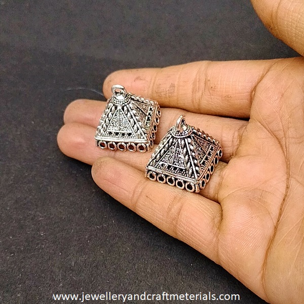 Silver oxidised jhumka 32