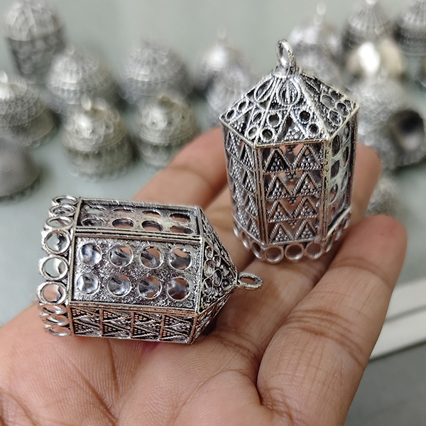 Silver oxidised jhumka 49