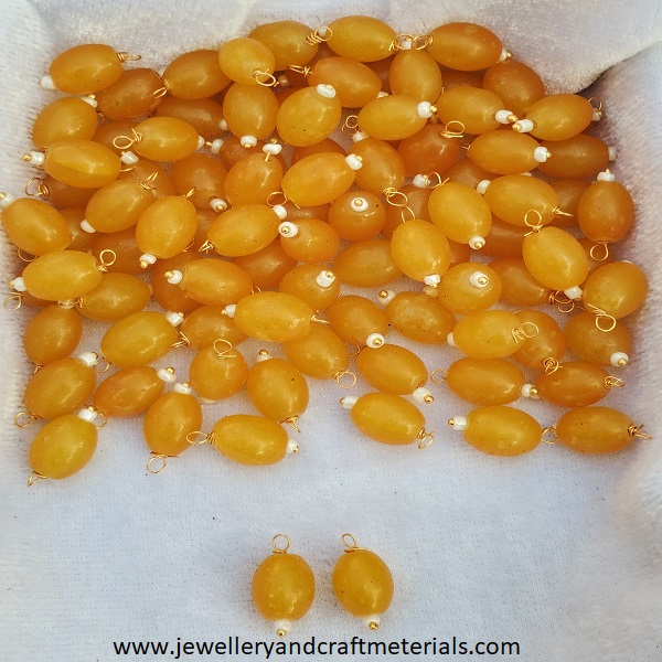 Oval Bead Hanging mustured yellow