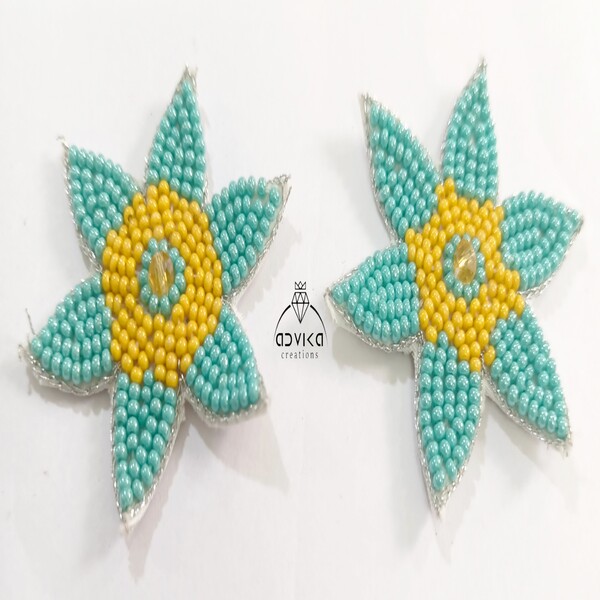 Flower embroidered patch for jewellery making