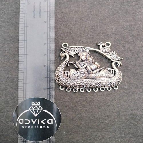 oxidised silver radha krishna pendant