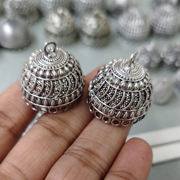 Silver oxidised jhumka 40