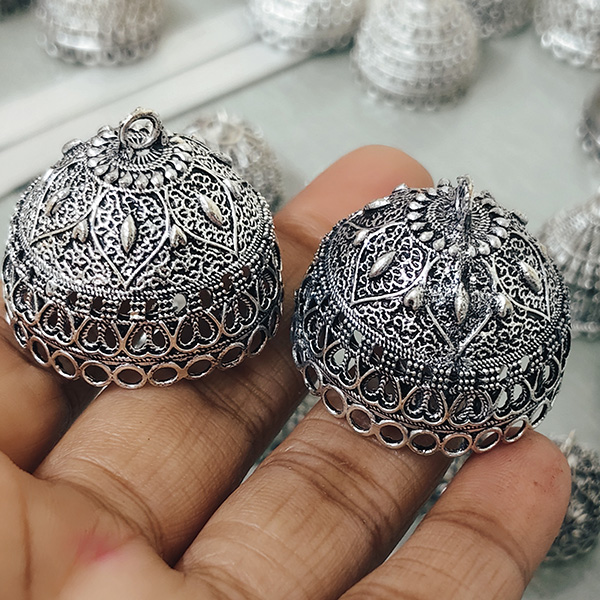 Silver oxidised jhumka 61