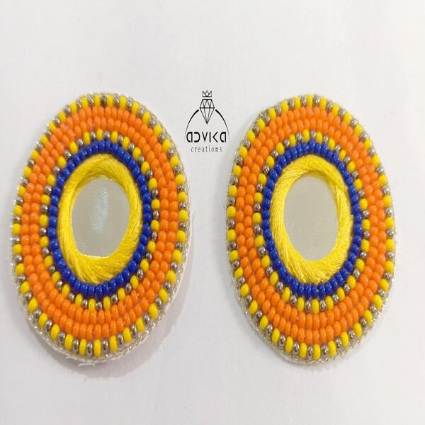 Multicolour round embroidered patch for jewellery making