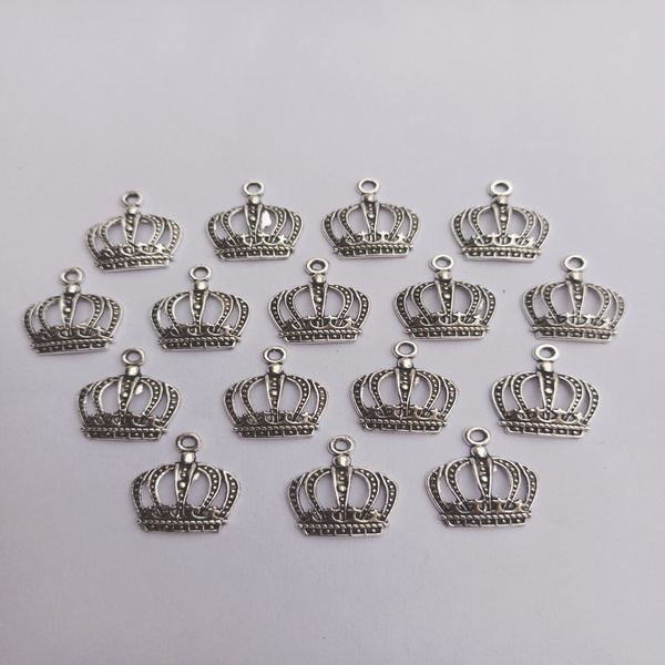 oxidised silver crown charm