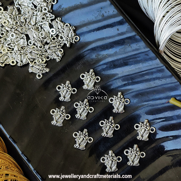 Oxidized Metal Radha Krishna Charm