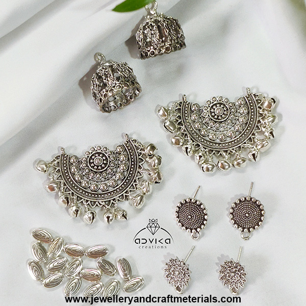 Designer Oxidized charm/jhumka combo 21