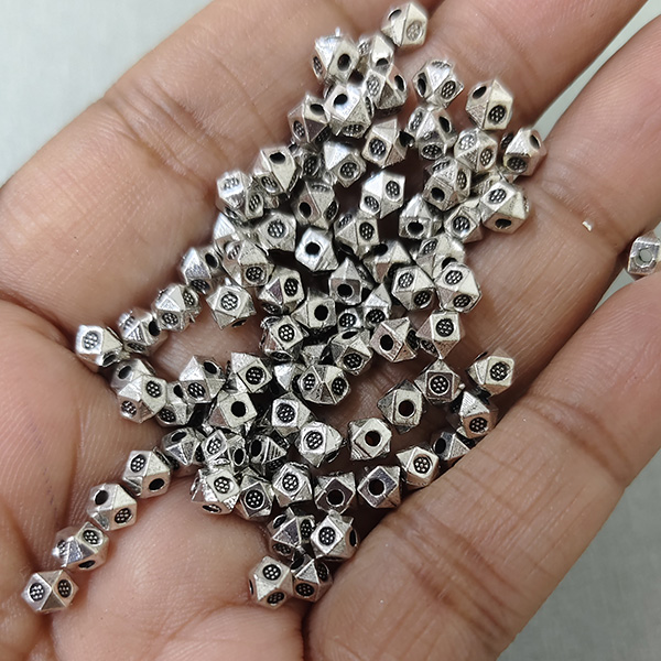 Engraved Hexagon Oxidised Bead