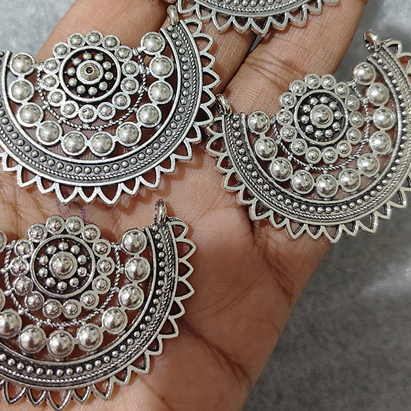 Silver Oxidised Chandbali Pendant Charms 02
