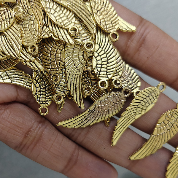 Metallic Golden Wings Charm