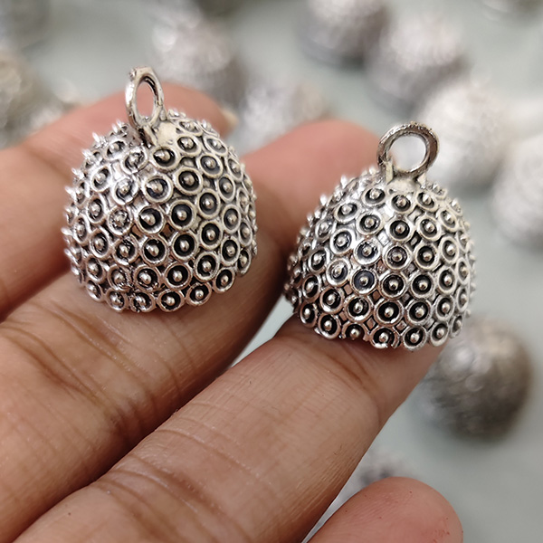 Silver oxidised jhumka 55