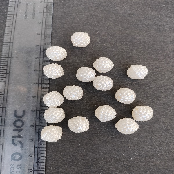 White Acrylic Round Dotted Beads 12 mm