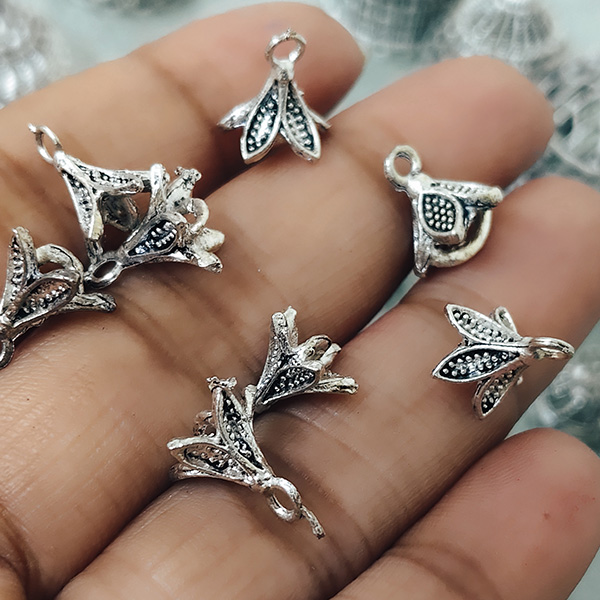 Silver oxidised jhumka 70