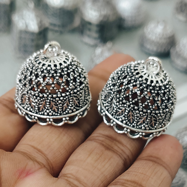 Silver oxidised jhumka 57