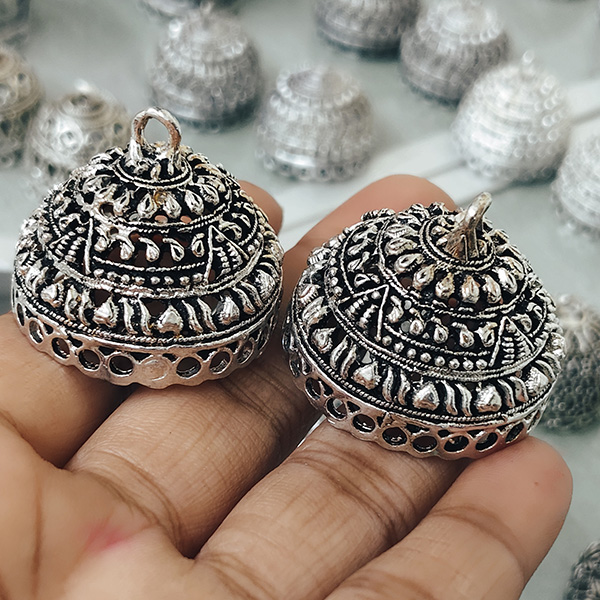 Silver oxidised jhumka 59