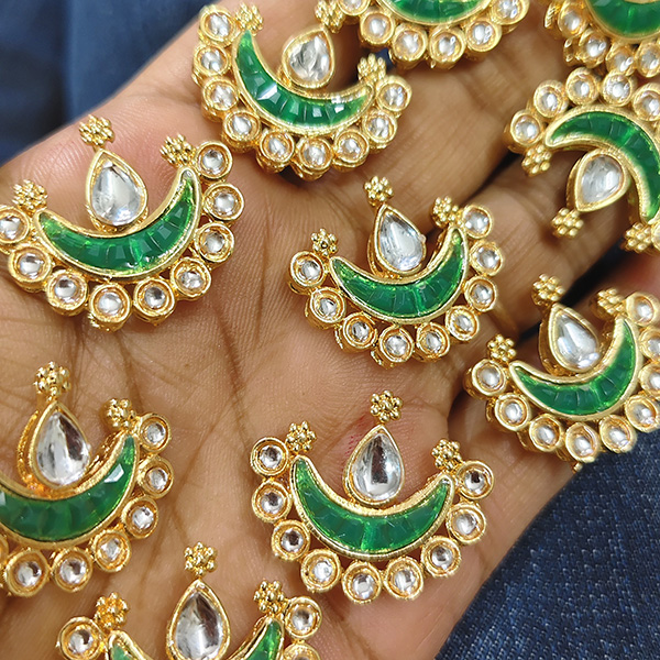 Diya Shape Kundan Charm