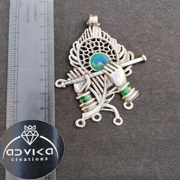 oxidised silver krishna pendant