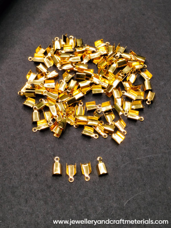 Cord End Crimps Clasps gold big size (10 pieces)