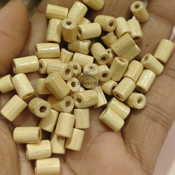 Cream tumble wooden bead