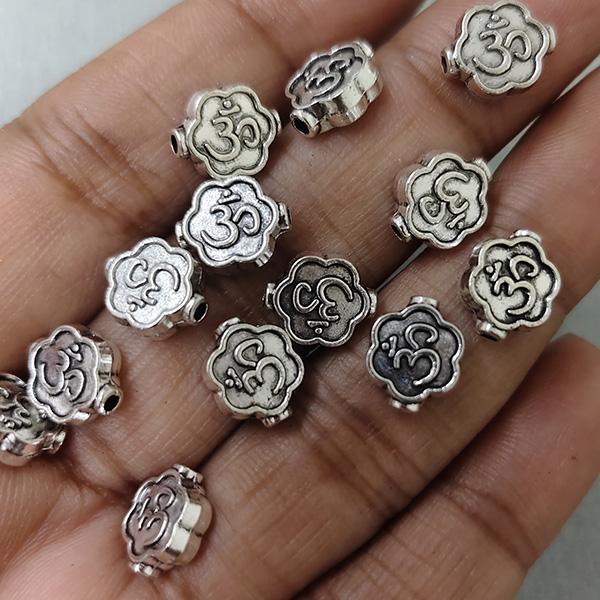 Oxidised Om Symbol Bead