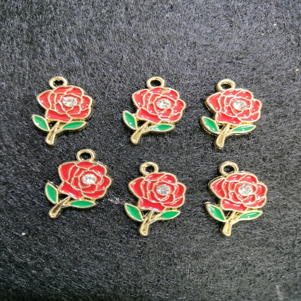 rose enamel charm