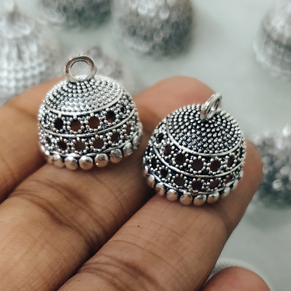 Silver oxidised jhumka 65