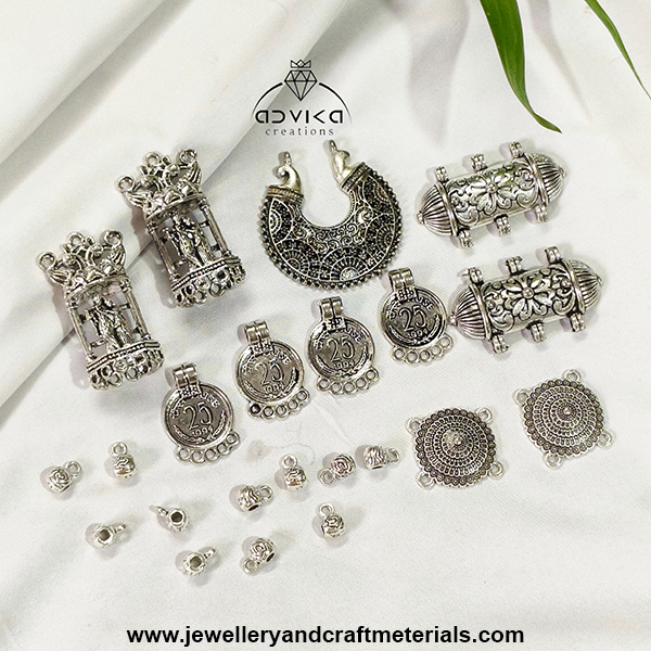 Designer Oxidized charm/jhumka combo 20