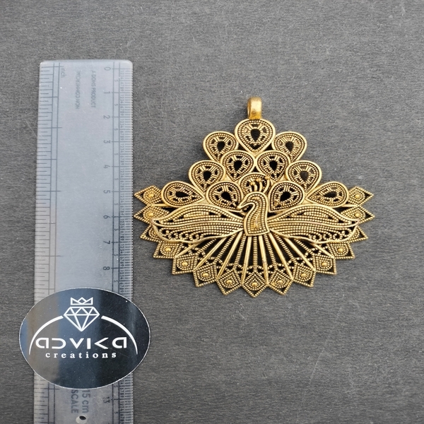 oxidised golden peacock pendant