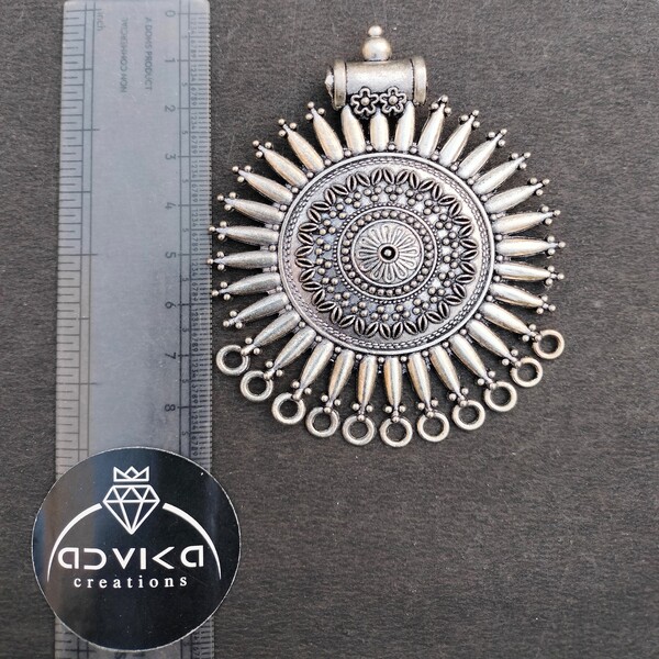 oxidised silver sun pendant