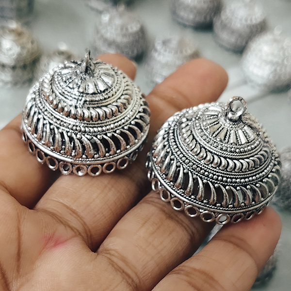 Silver oxidised jhumka 60