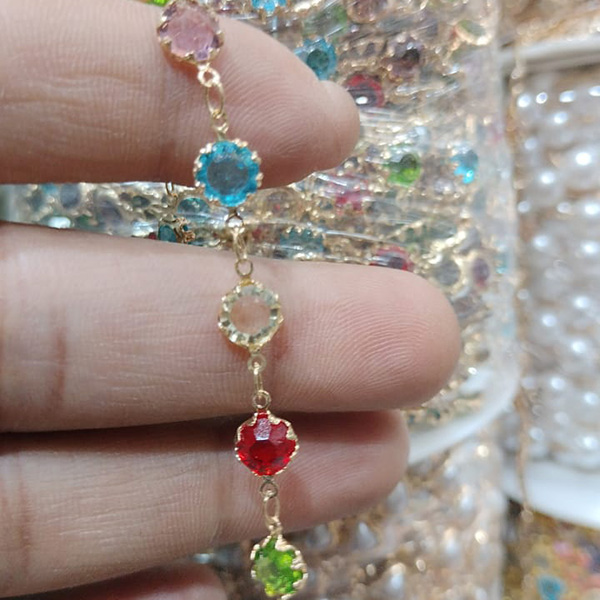 Multicolor Circle Crystal braclete Chain