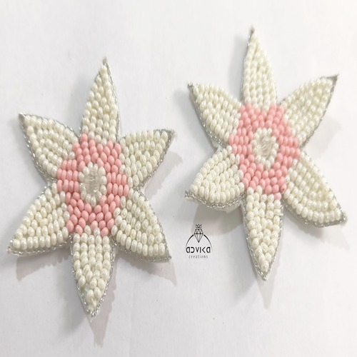 white flower embroidered patch for jewellery making