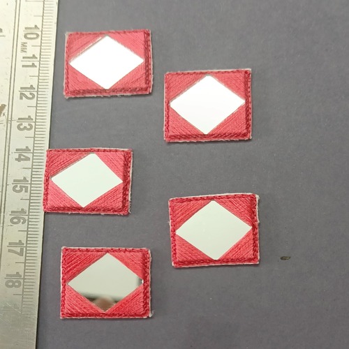 Red square embroidered mirror for jewellery making