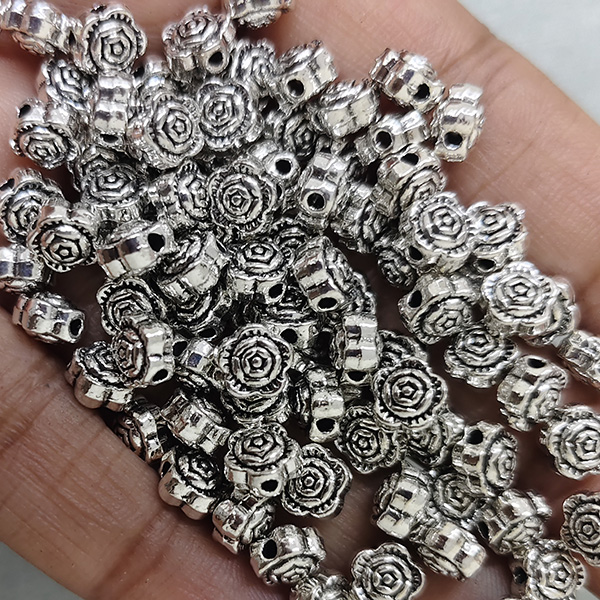 Oxidised Rose Flower Bead 02