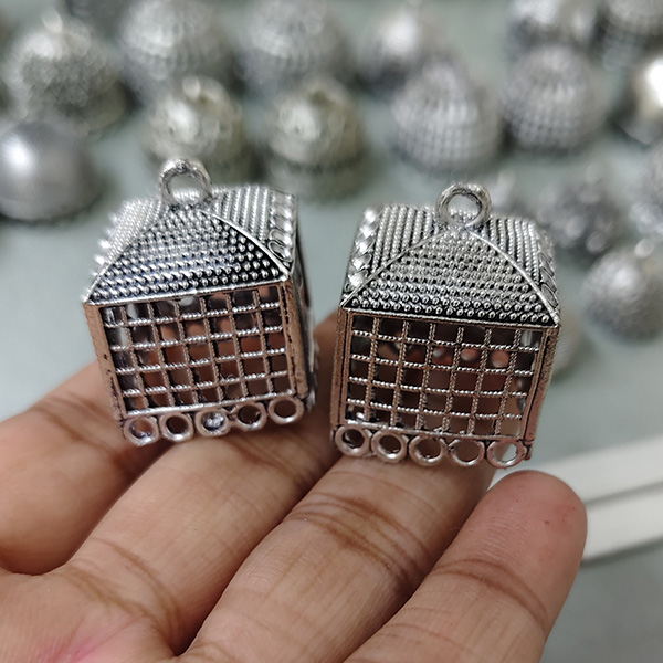 Silver oxidised jhumka 43