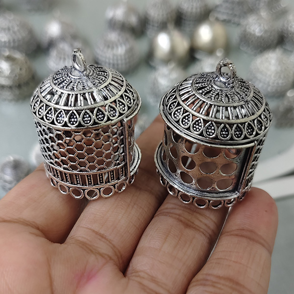 Silver oxidised jhumka 45