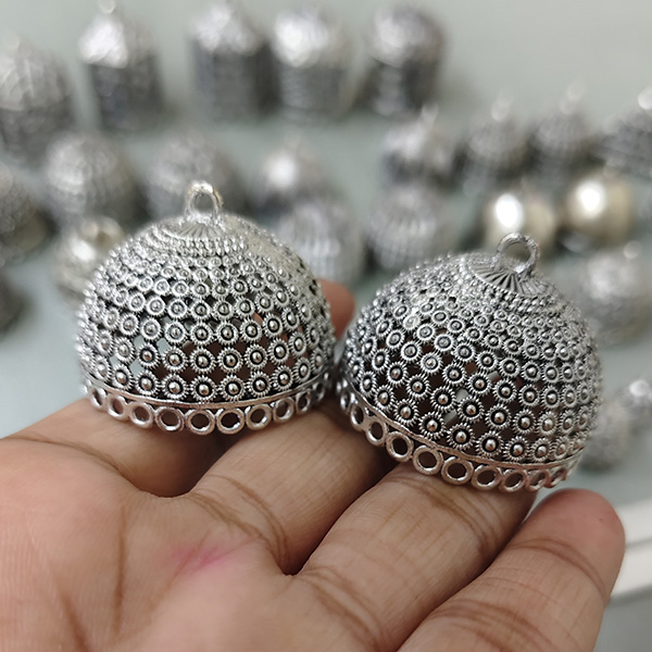 Silver oxidised jhumka 44