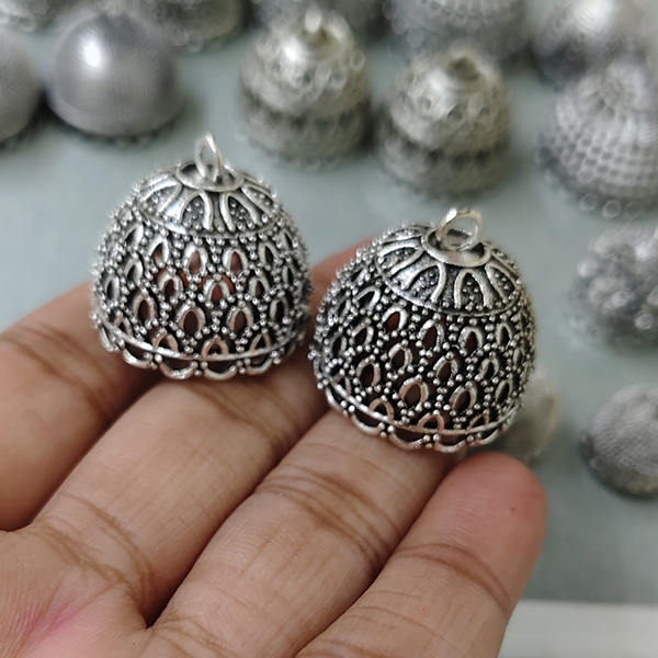 Silver oxidised jhumka 47