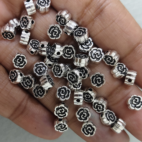 Oxidised Rose Flower Bead 01