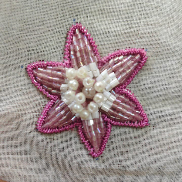 PINK Flower Embroidered Patches 02