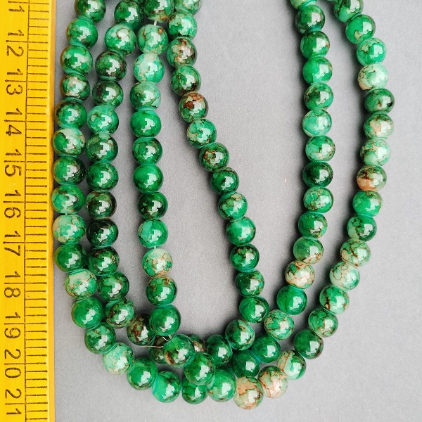 Green glass marble beads 8 mm 04