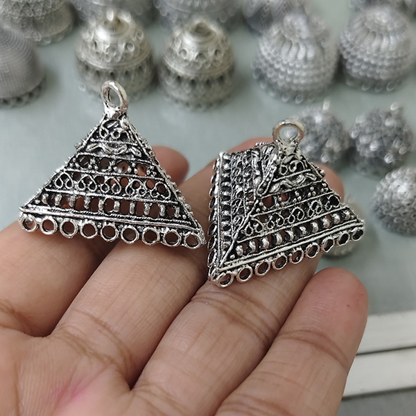 Silver oxidised jhumka 48