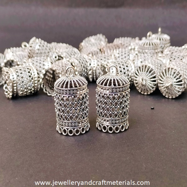 Silver oxidised jhumka 28