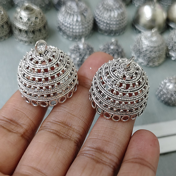 Silver oxidised jhumka 46