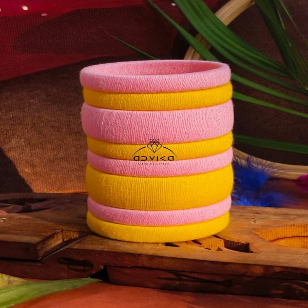 Cotton thread wrapped bangle set 1A