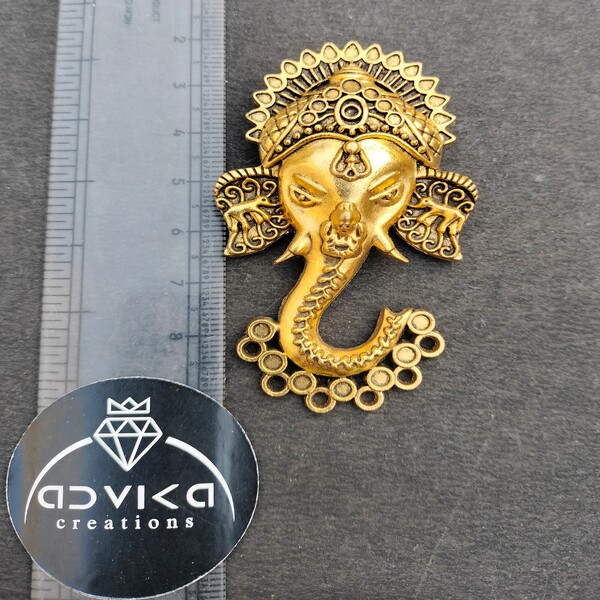 oxidised golden  ganesha pendant