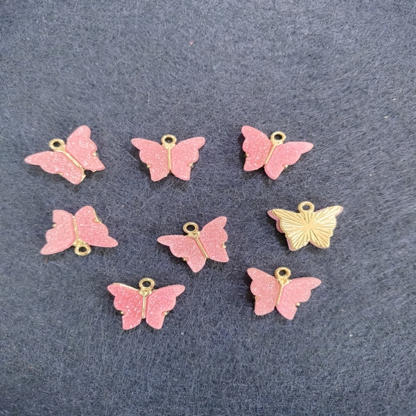  Pink butterfly charms