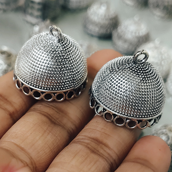Silver oxidised jhumka 58